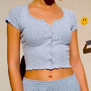 Floral Zelly Ruffle Top | Brandy Melville | Great condition